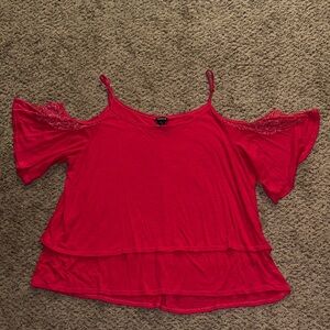 Torrid Red Cold Shoulder Blouse